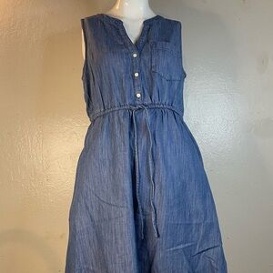 St. John's Bay Sleeveless Indigo Chambray Drawstring Dress